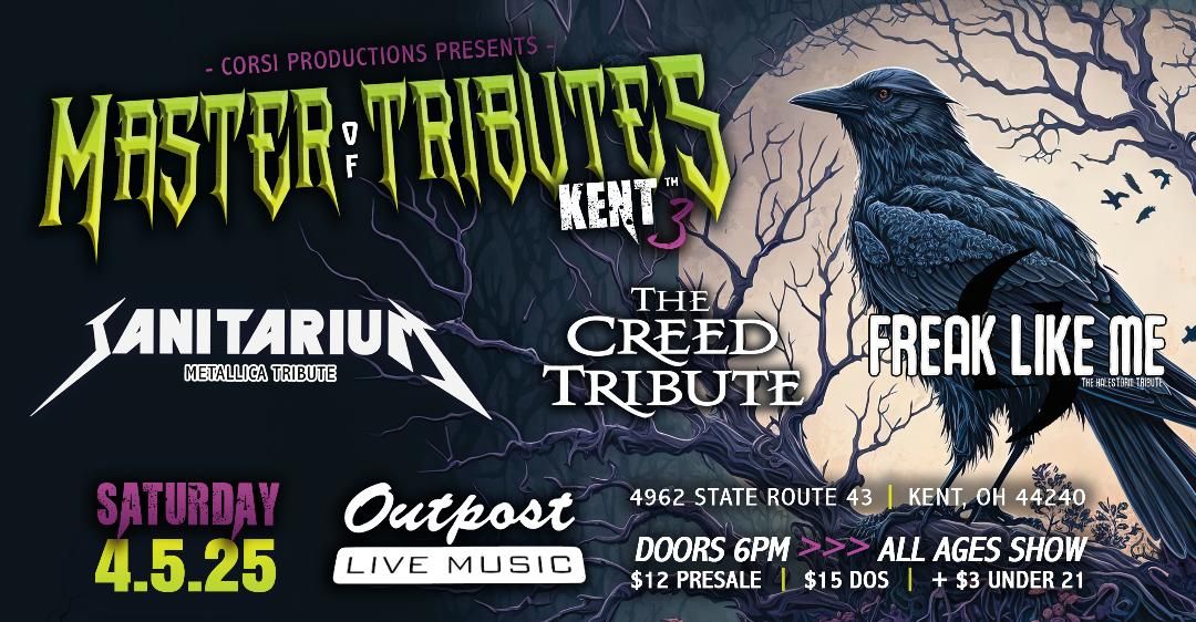 Master of Tributes Kent 3 Sat April 5th - Metallica, Creed, Halestorm Tributes