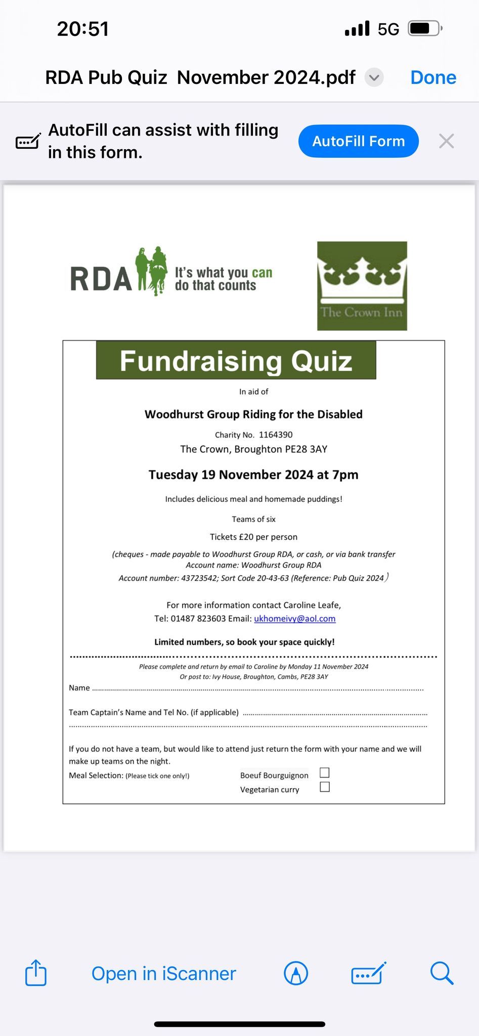 Woodhurst Group RDA Quiz Night