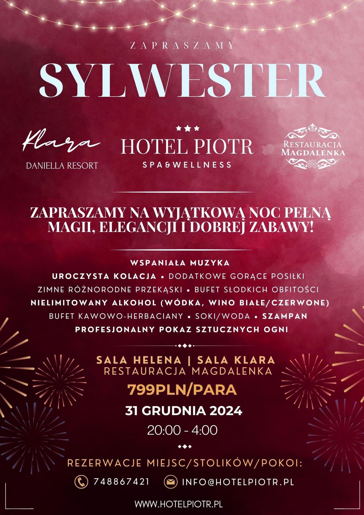 Bal Sylwestrowy 2024\/2025 w Hotelu Piotr SPA&Wellness