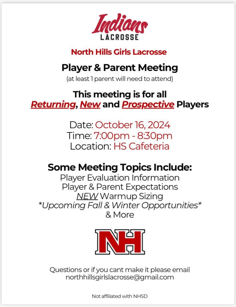 NHGLAX Player and Parent Meeting