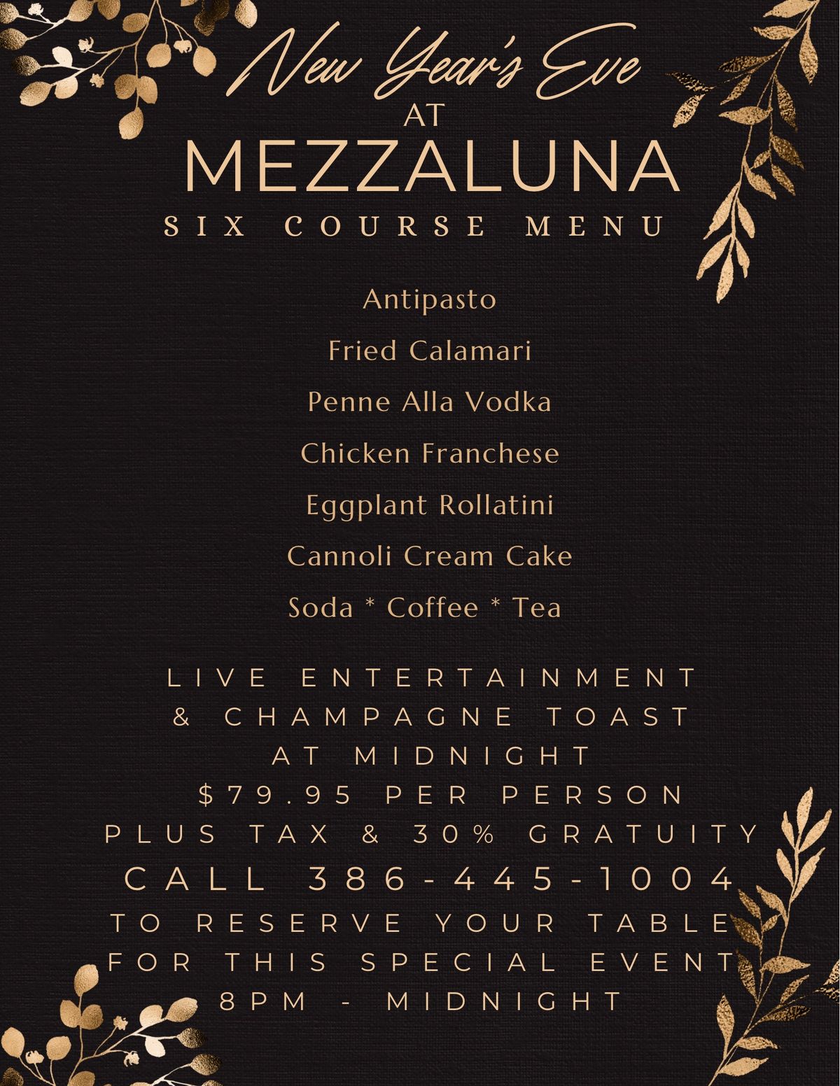 Ring in the New Year at Mezzaluna Pizzerias European Village!