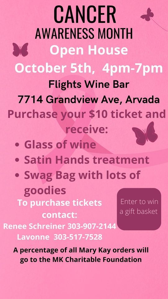 Cancer Awareness Month Open House, Flights Wine Cafe, Arvada, 5 October