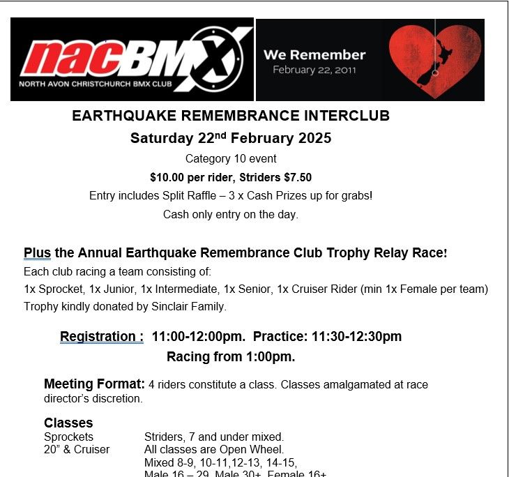 2025 NAC Earthquake Remembrance Interclub