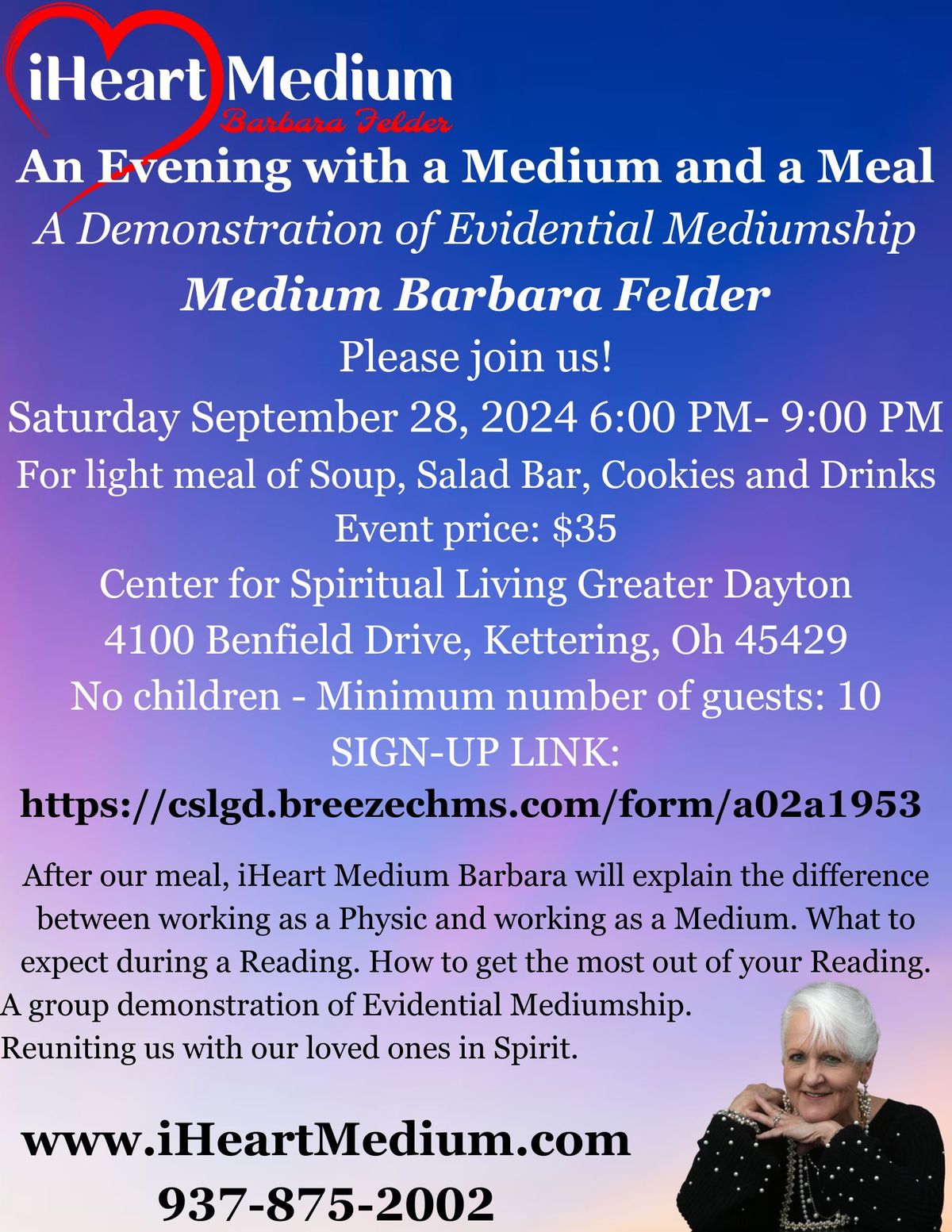 An Evening with a Medium and a Meal - Demonstration of Evidential Mediumship