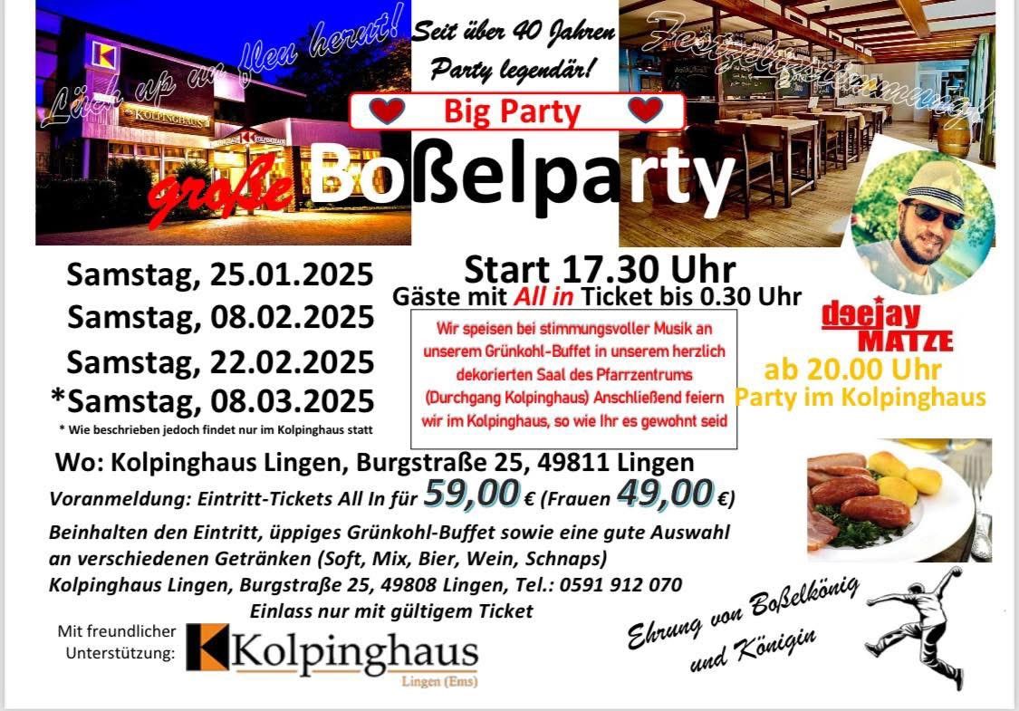 Bo\u00dfelparty im Kolpinghaus Lingen