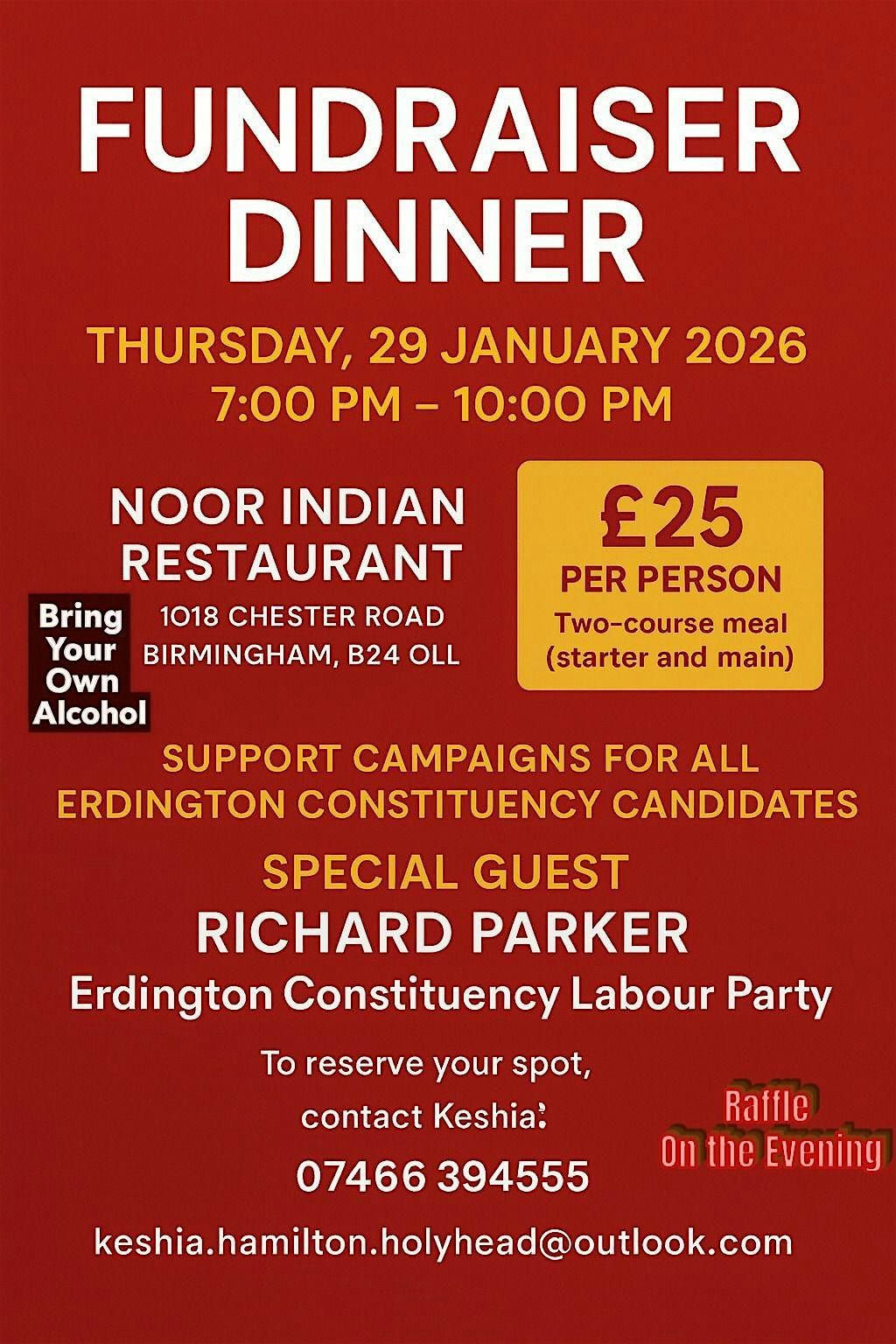Erdington Constituency Labour Party Fundraiser
