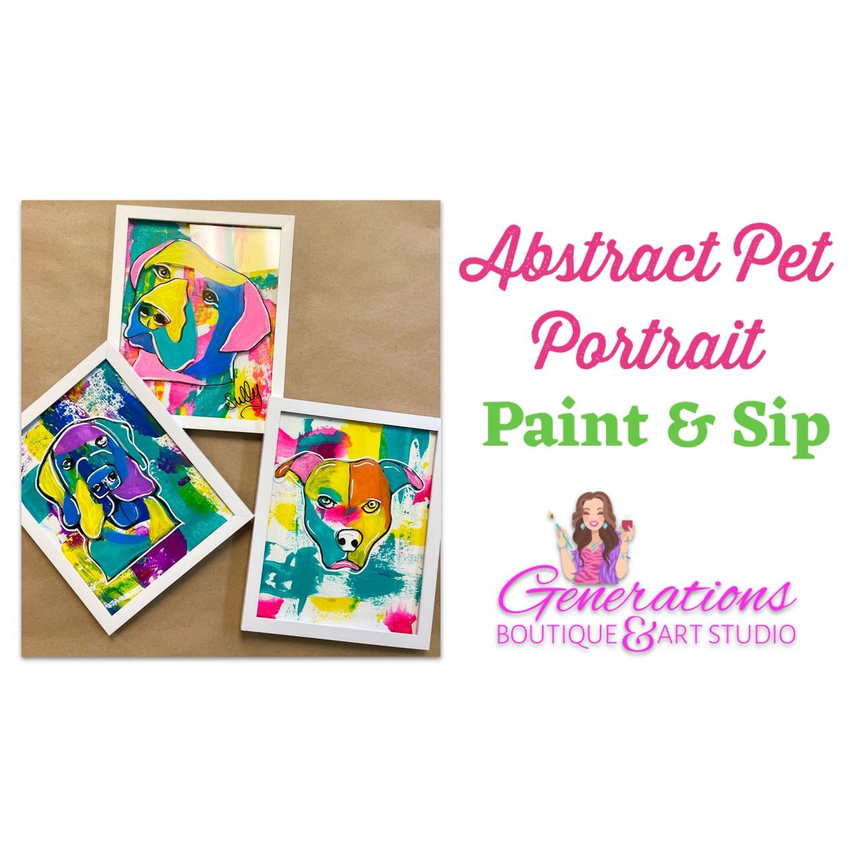 Abstract Pet Portrait Paint and Sip