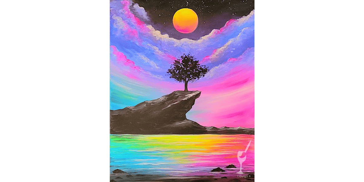 Rainbow Moonlight Cliff Scene - Paint and Sip in Denver | Classpop!\u2122