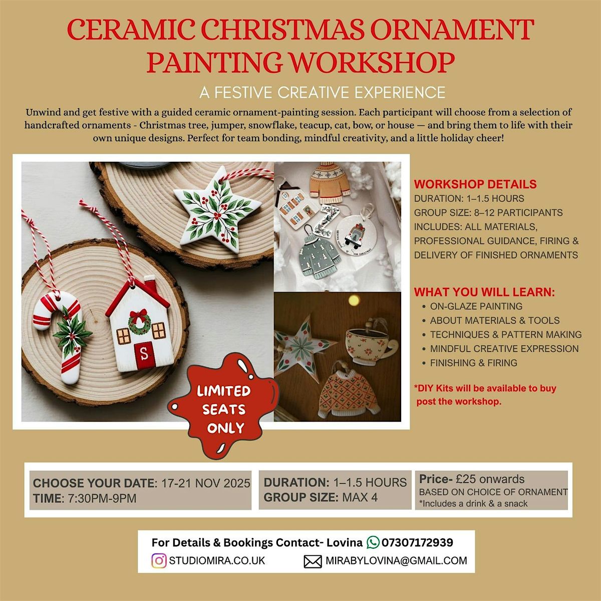 Christmas Ceramic Ornament Painting Workshop