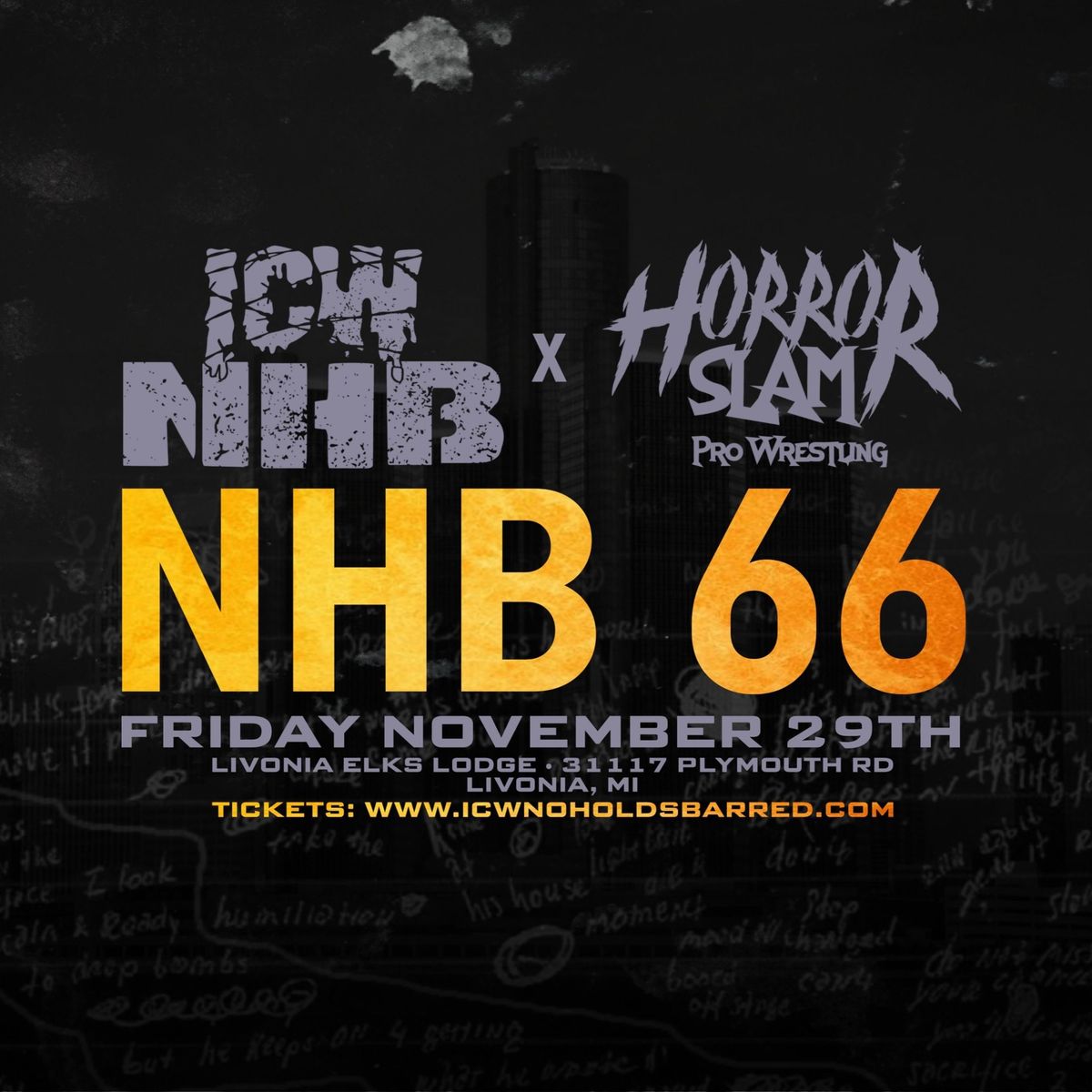 ICW NHB x HORROR SLAM Deathmatch SUPERSHOW - Livonia MI - 11\/29\/24 - 8PM \u26d3\ufe0f 