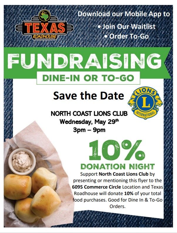 Texas Road House Dine-In or To-Go FUNDRAISER