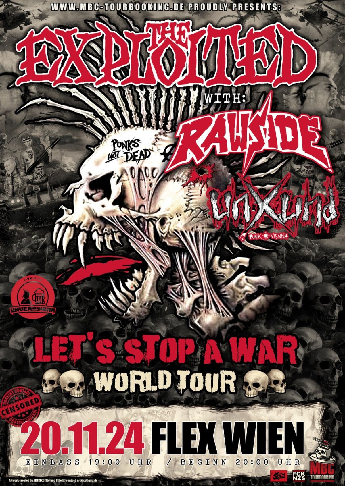 The Exploited - Let's Stop a War Tour + Rawside (DE) + Unxund (AT)