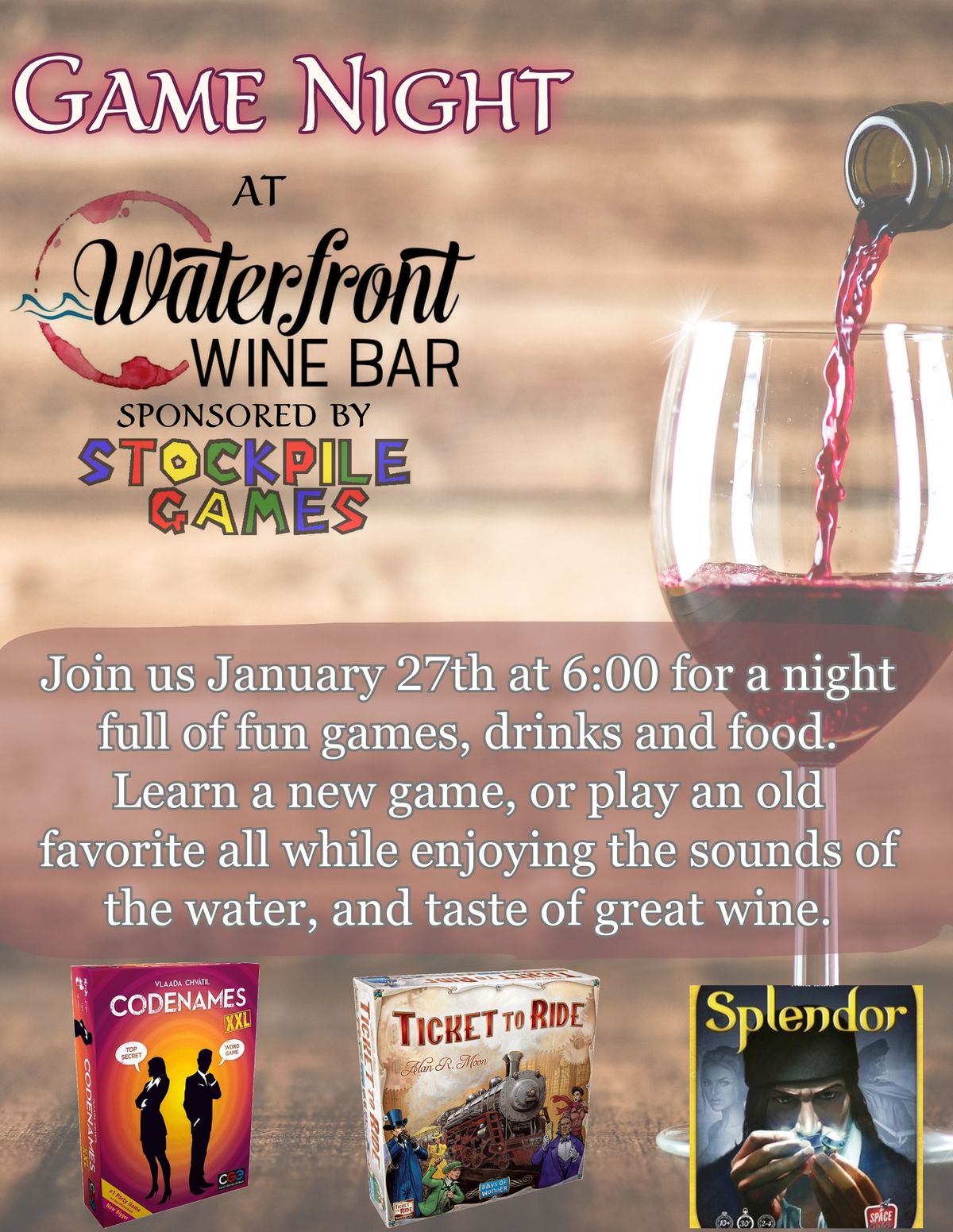 Game Night at the Waterfront Wine Bar