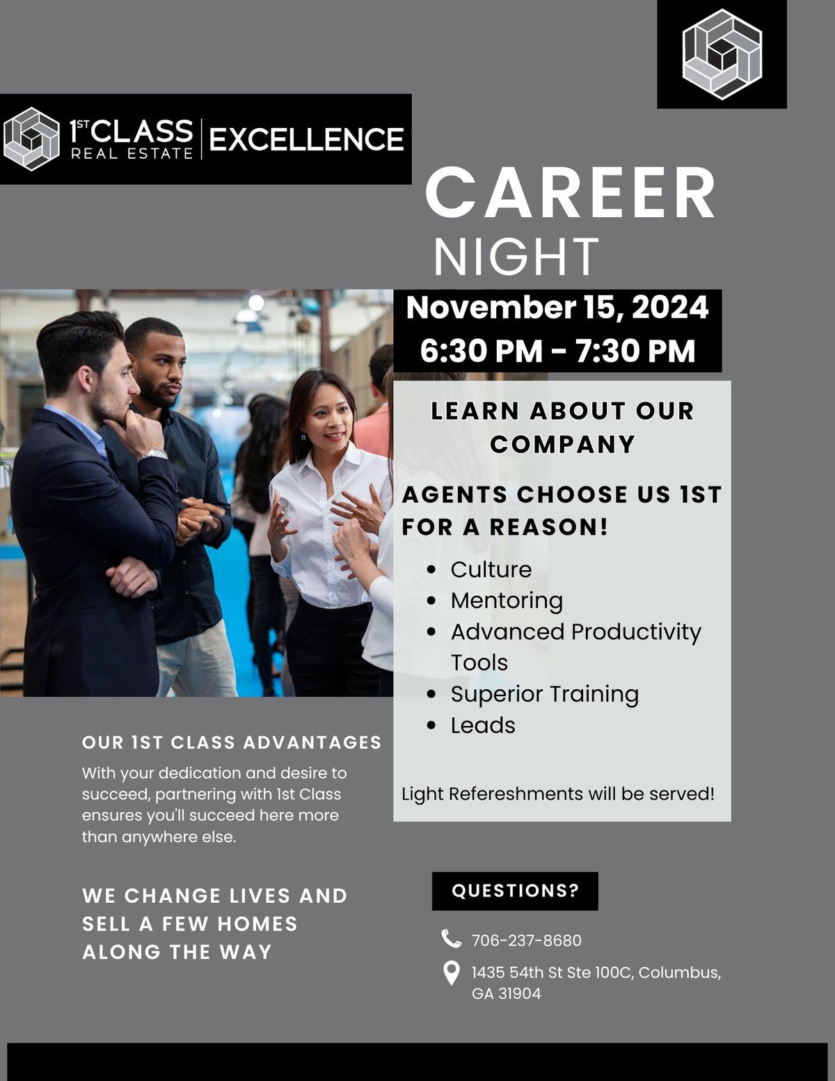 1st Class Real Estate Excellence Career Night!