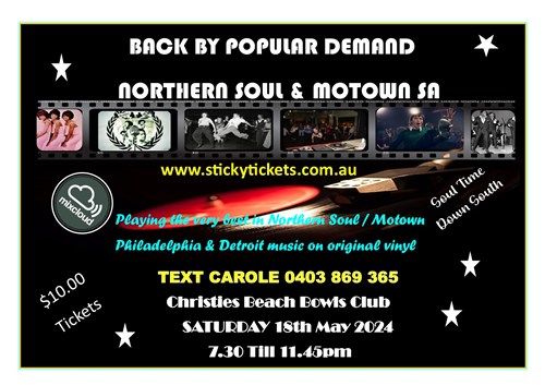 Northern Soul & Motown SA Christies Beach Bowls Club
