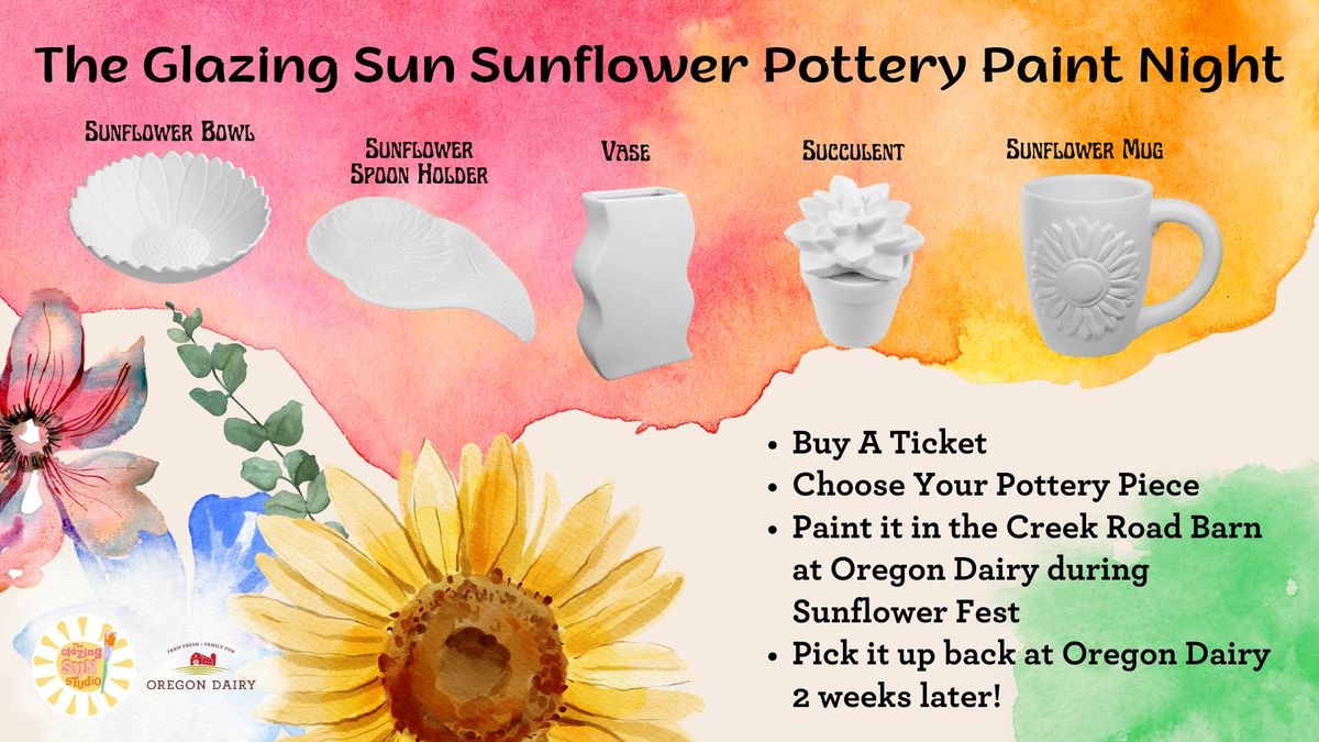  The Glazing Sun Sunflower Pottery Paint Night