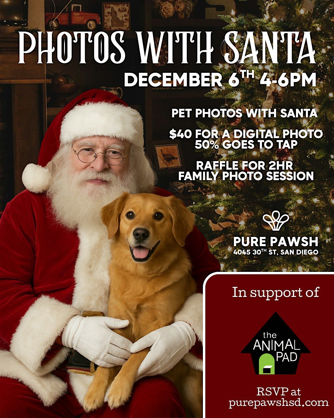 Pet Photos With Santa -- Fundraiser for The Animal Pad