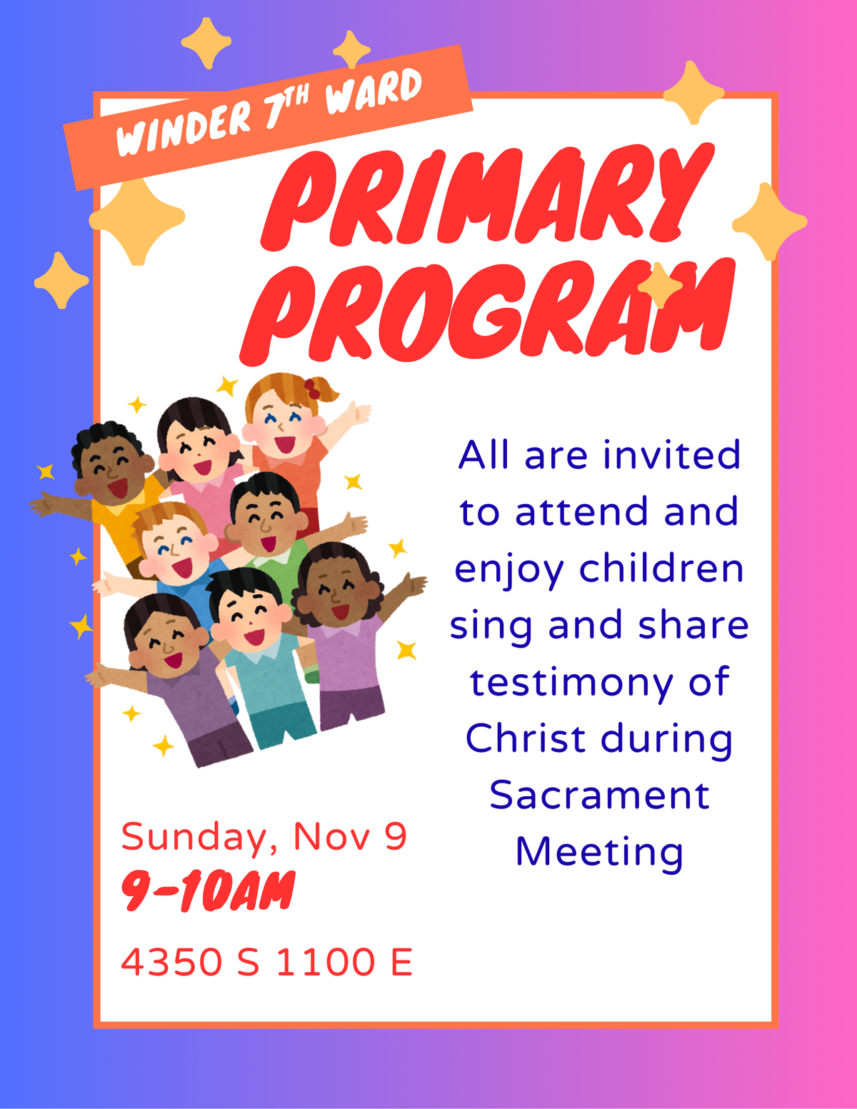 7th Ward Primary Sacrament Meeting Presentation