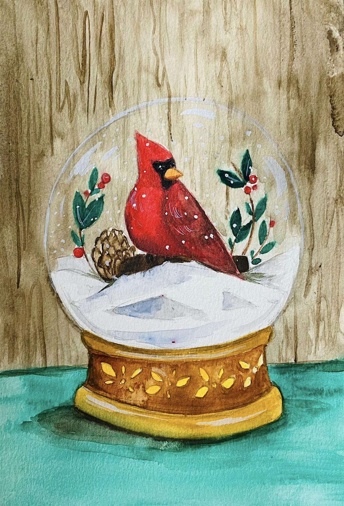 Watercolor Workshop : Cardinal  Snowglobe