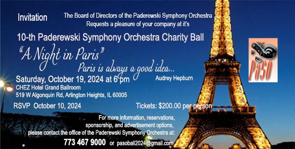 "A Night in Paris" - 10th Paderewski Symphony Orchestra Charity Ball