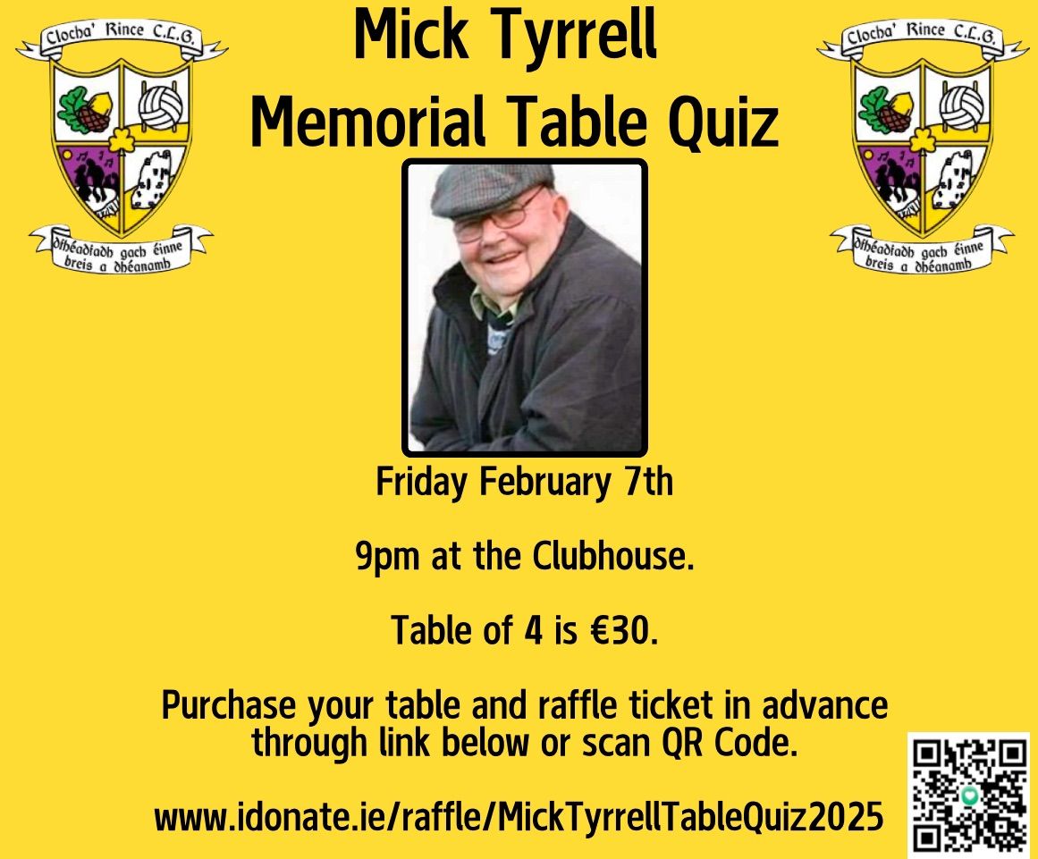 Mick Tyrrell Table Quiz