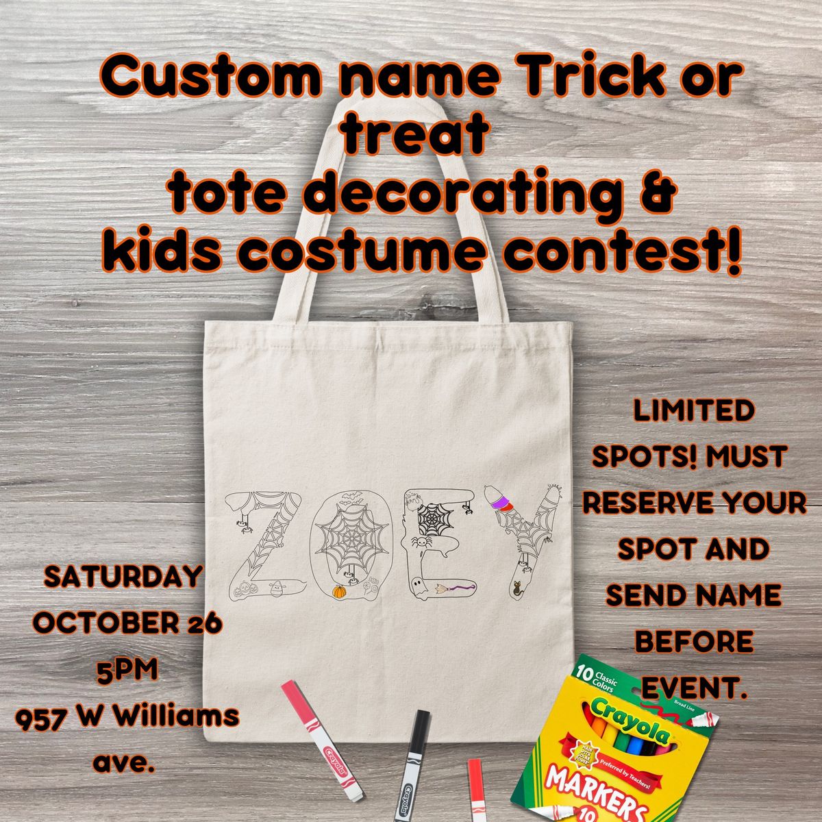 Kids custom treat bag decorating and costume contest 