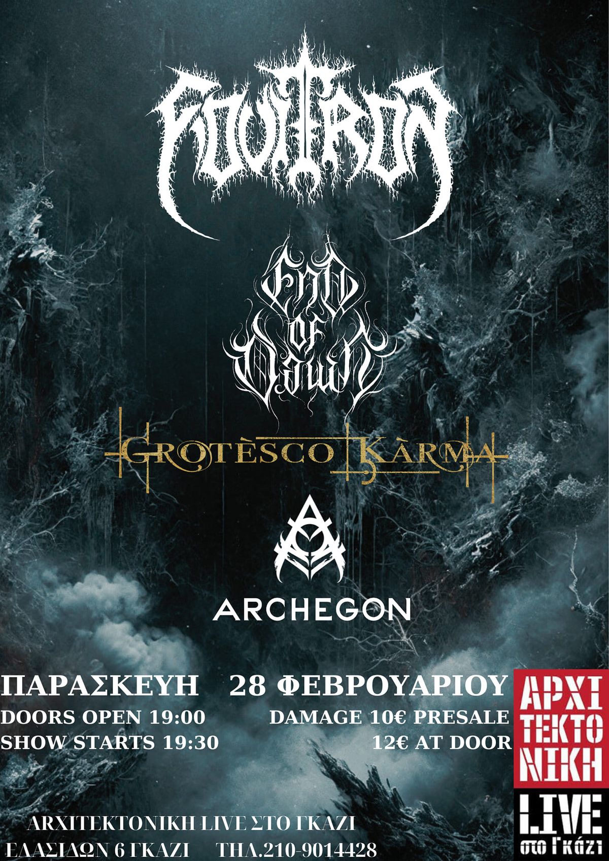 FOVITRON, END OF DAWN, GROTESCO KARMA, ARCHEGON LIVE AT ARCHITEKTONIKI