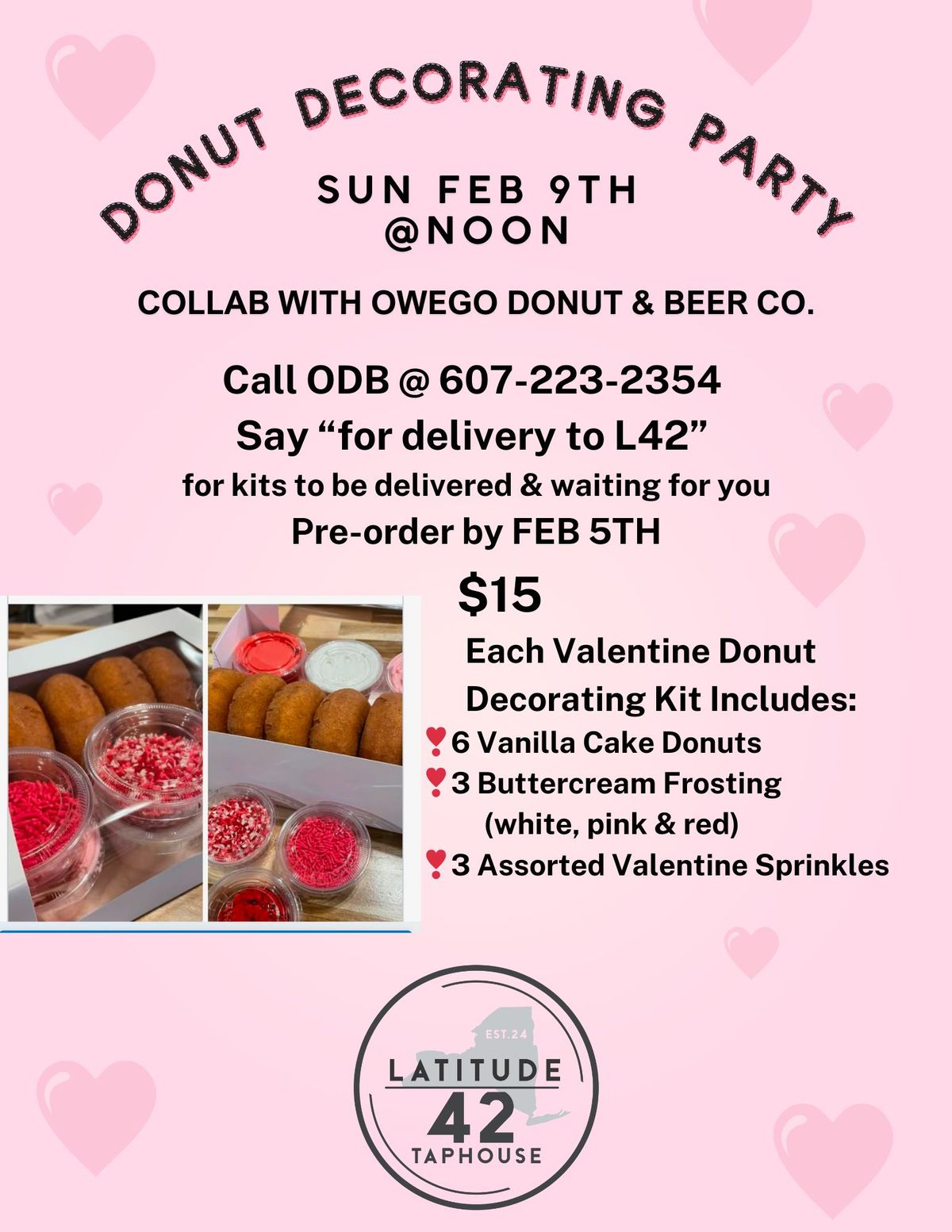 Valentines Donut Decorating Collab w\/Owego Donuts & Beer