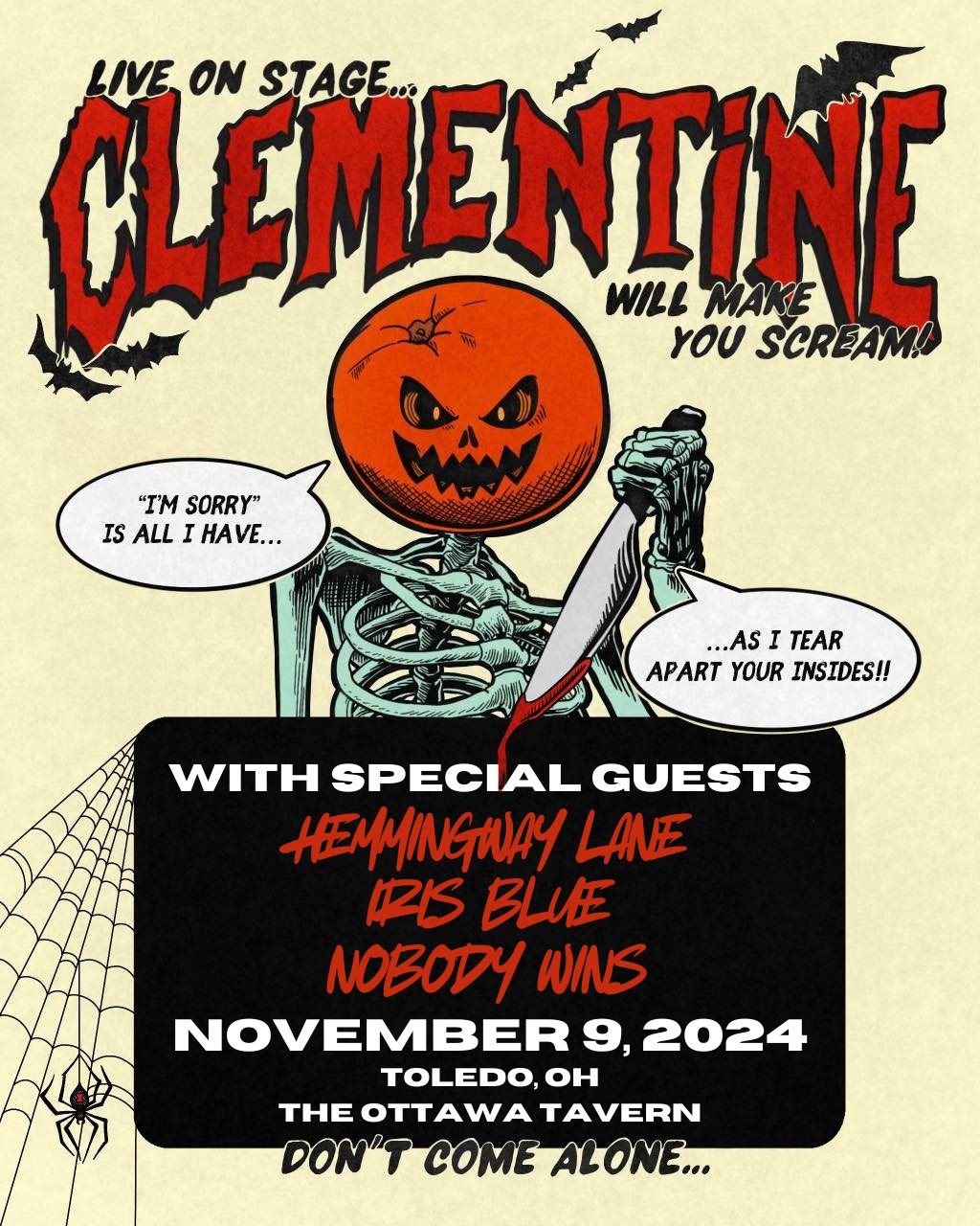 Clementine with special guests Hemmingway Lane, Iris Blue & Nobody Wins | 11\/9 | Toledo, OH