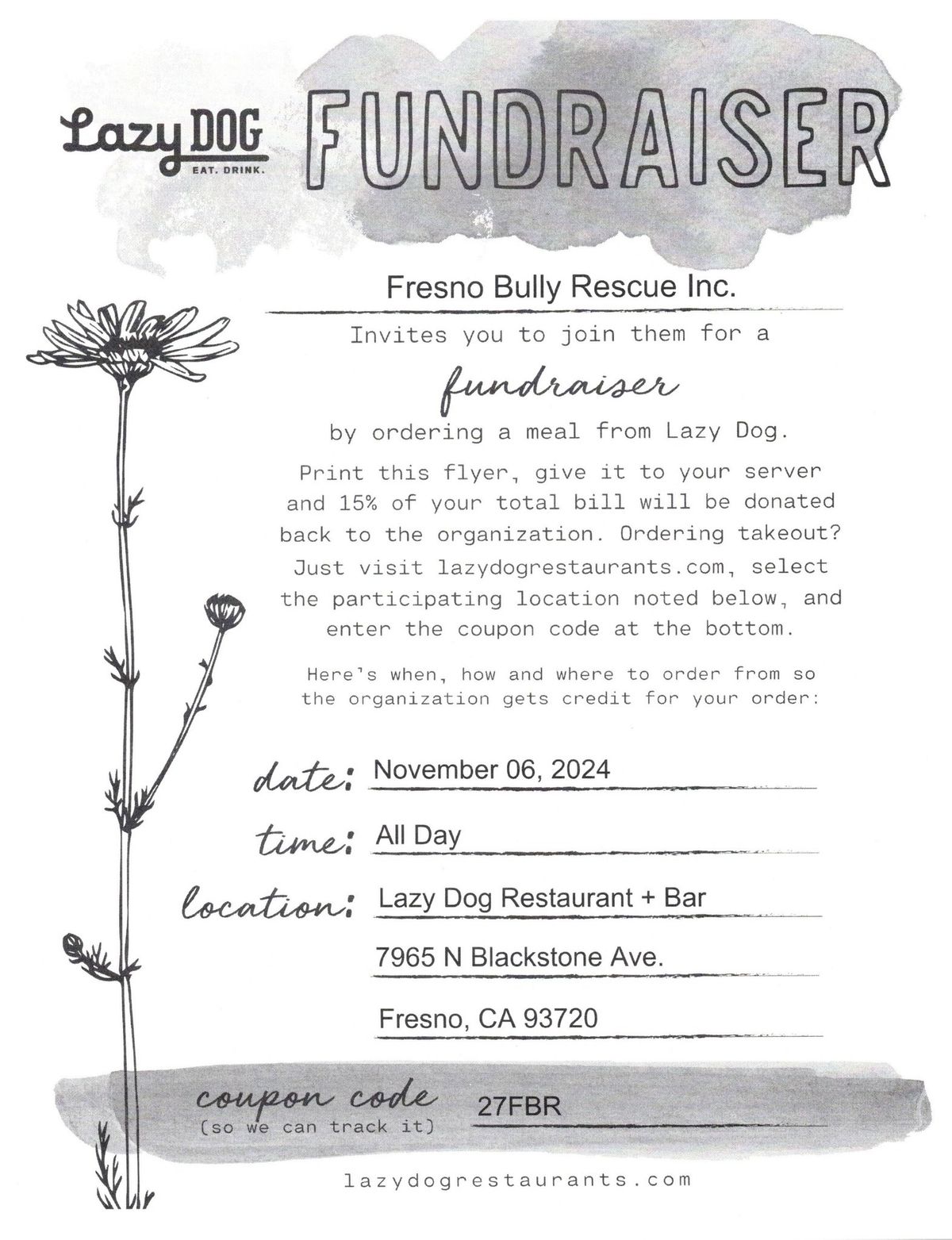 Lazy Dog Restaurant & Bar Fundraiser