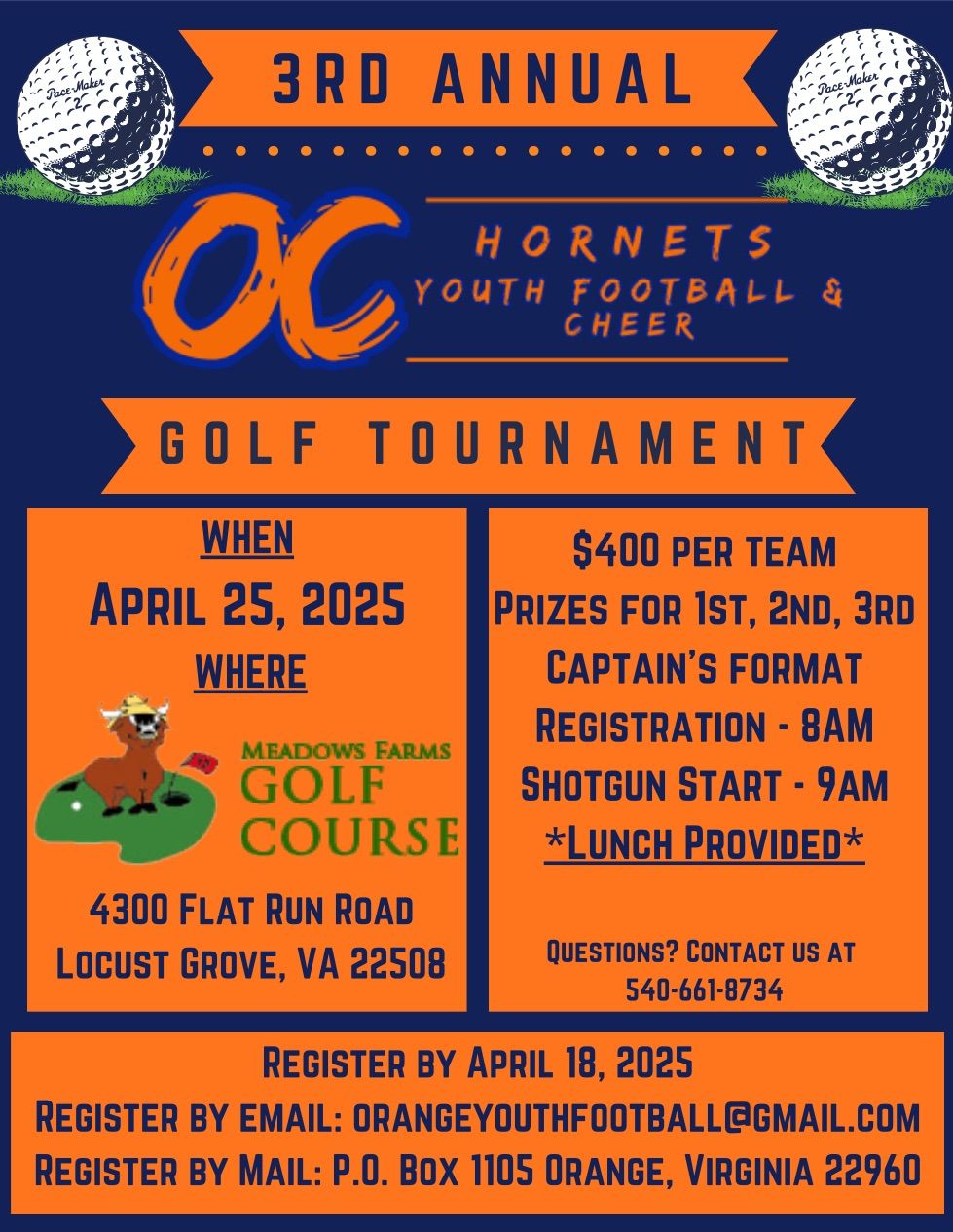 Orange Youth Football & Cheer 3rd Annual Golf Tournament