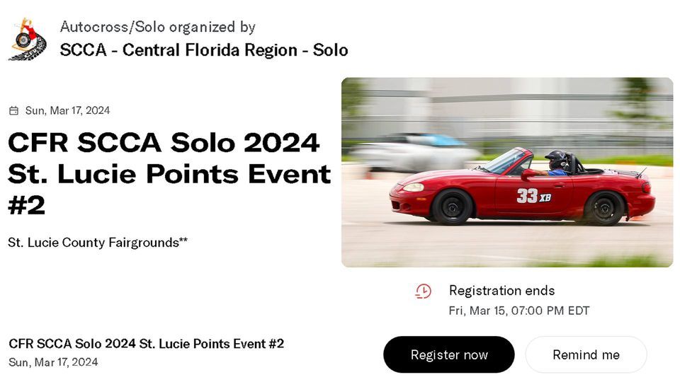 CFR SCCA Solo 2024 St. Lucie Points Event 2, St Lucie County