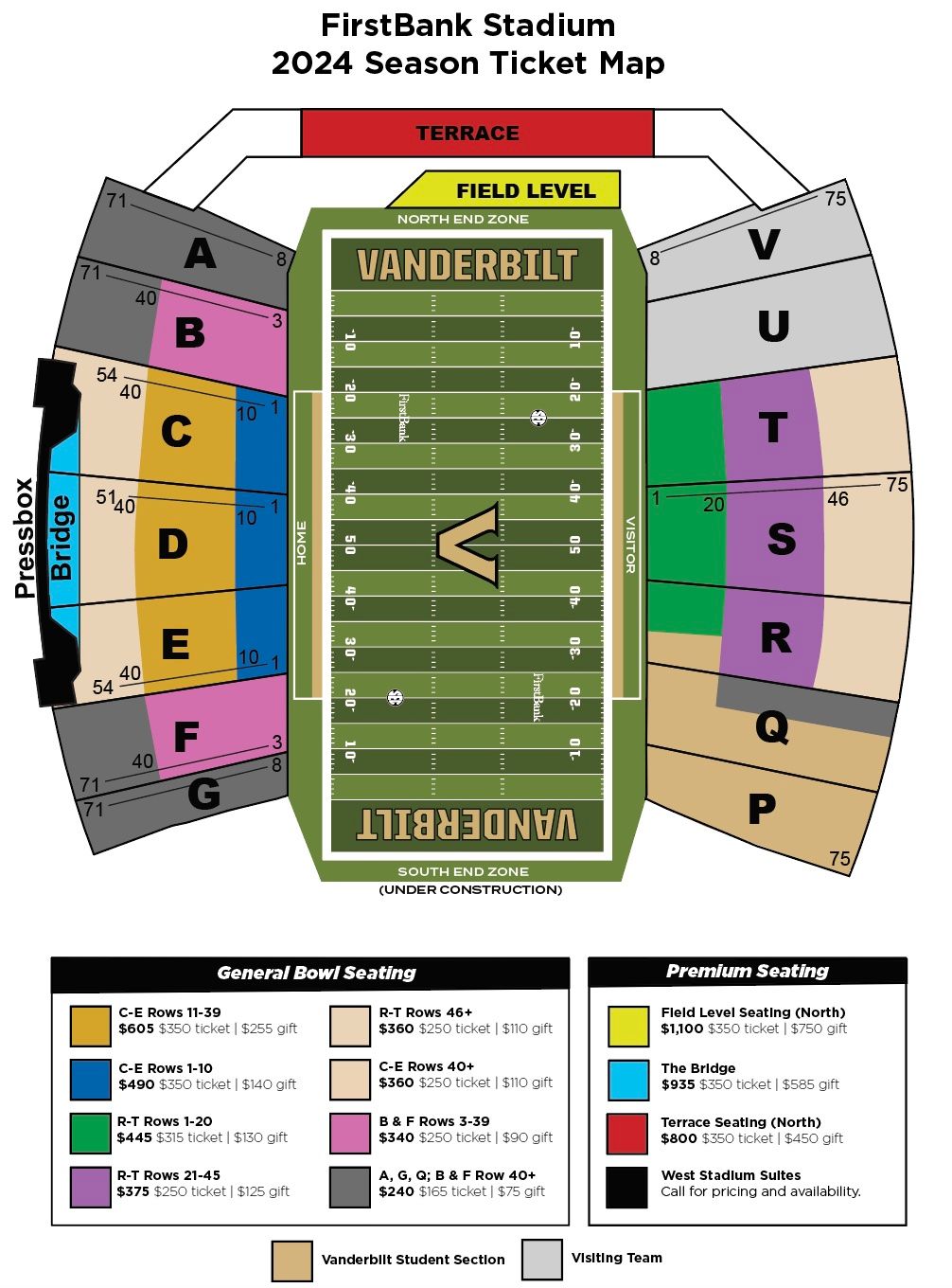 2025 Vanderbilt Commodores Football Season Tickets (Includes Tickets To All Regular Season Home Games)