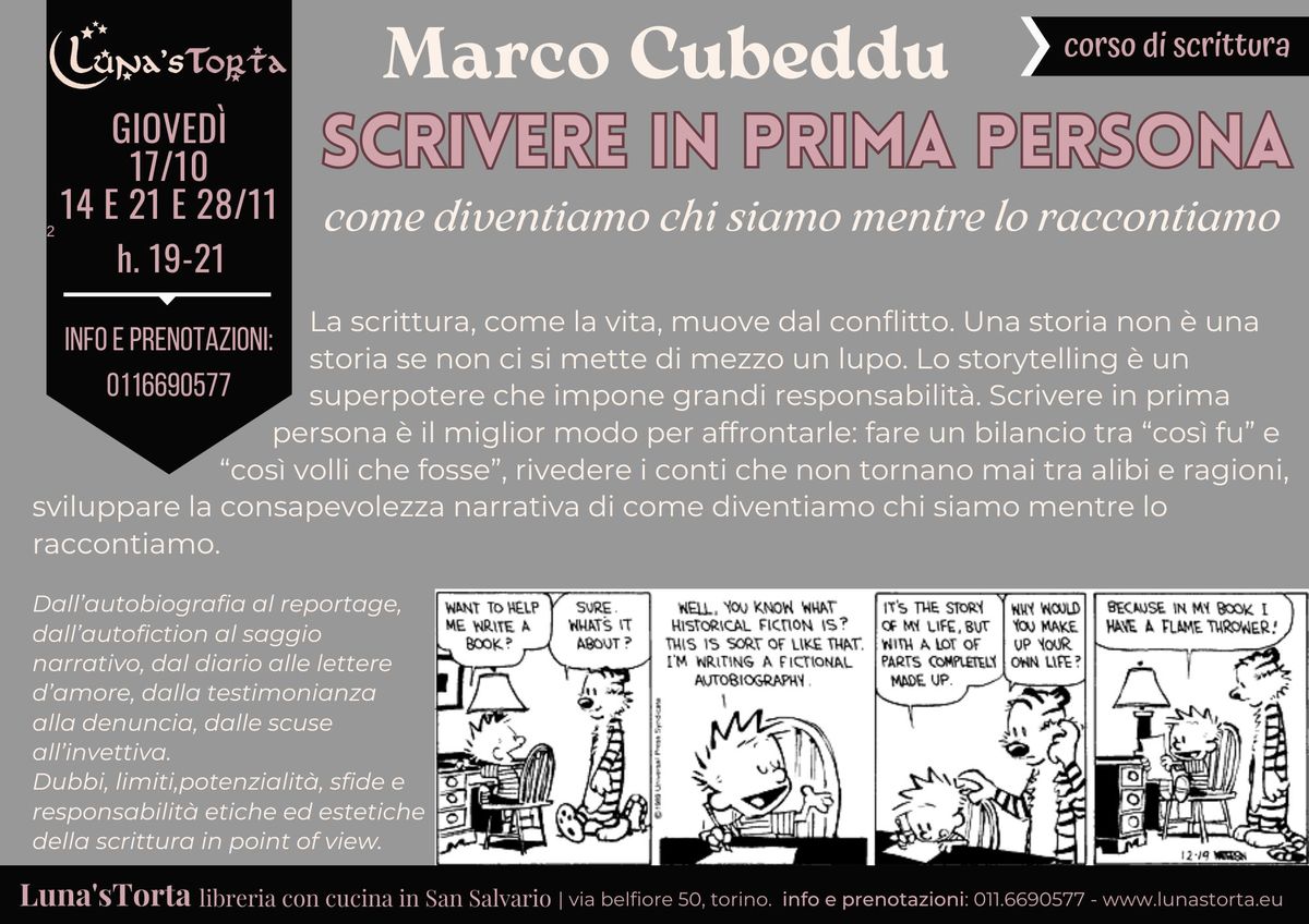 Scrivere in prima persona: percorso di scrittura creativa ideato e condotto da Marco Cubeddu