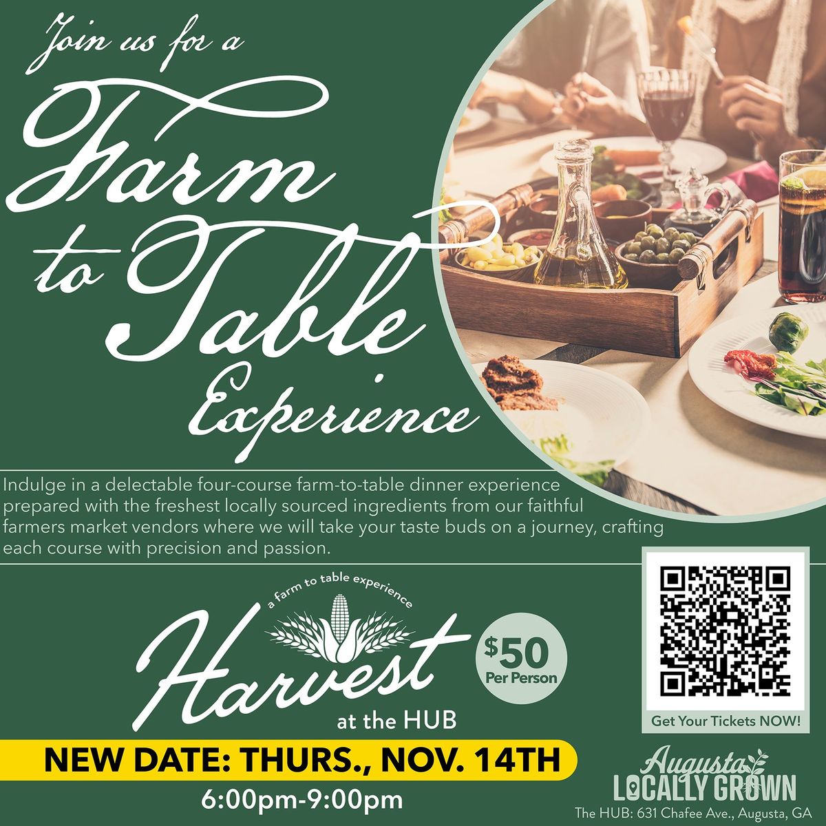 Harvest at the Hub Farm-To-Table Experience \ud83d\udc68\u200d\ud83c\udf3e\ud83c\udf7d\ufe0f | Augusta Locally Grown Fundraiser 