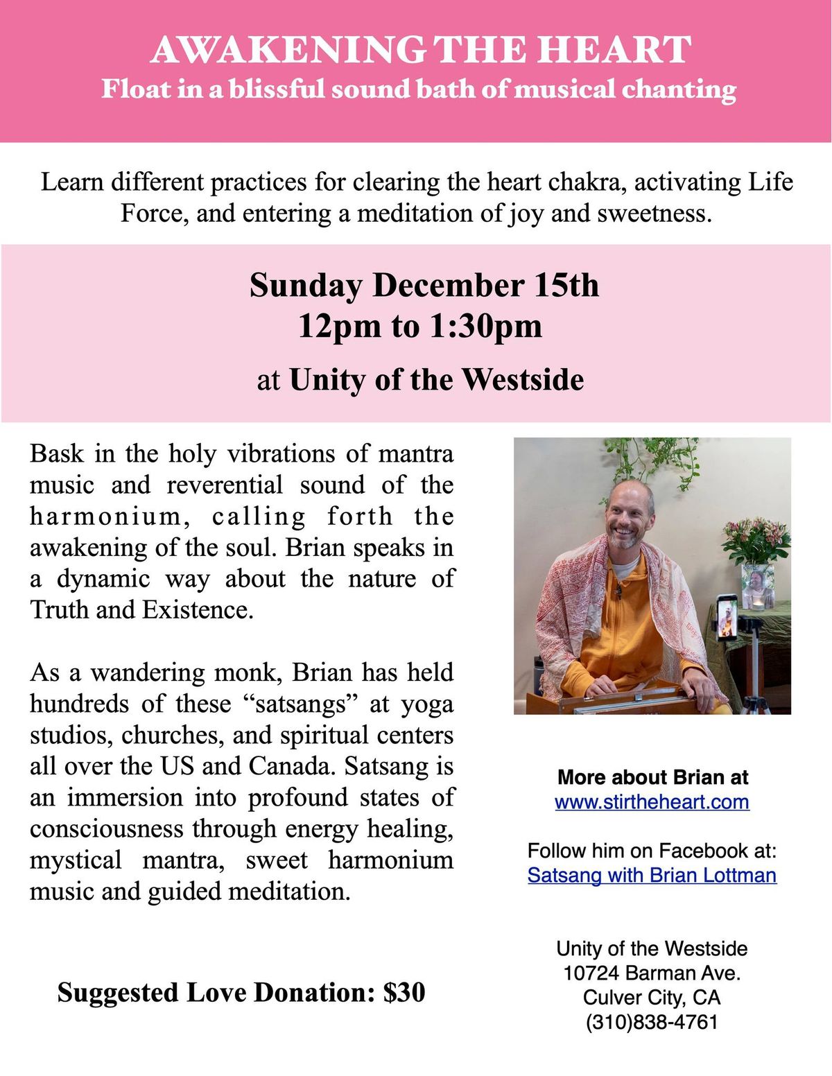 Awakening the Heart Workshop - at Unity of the Westside 