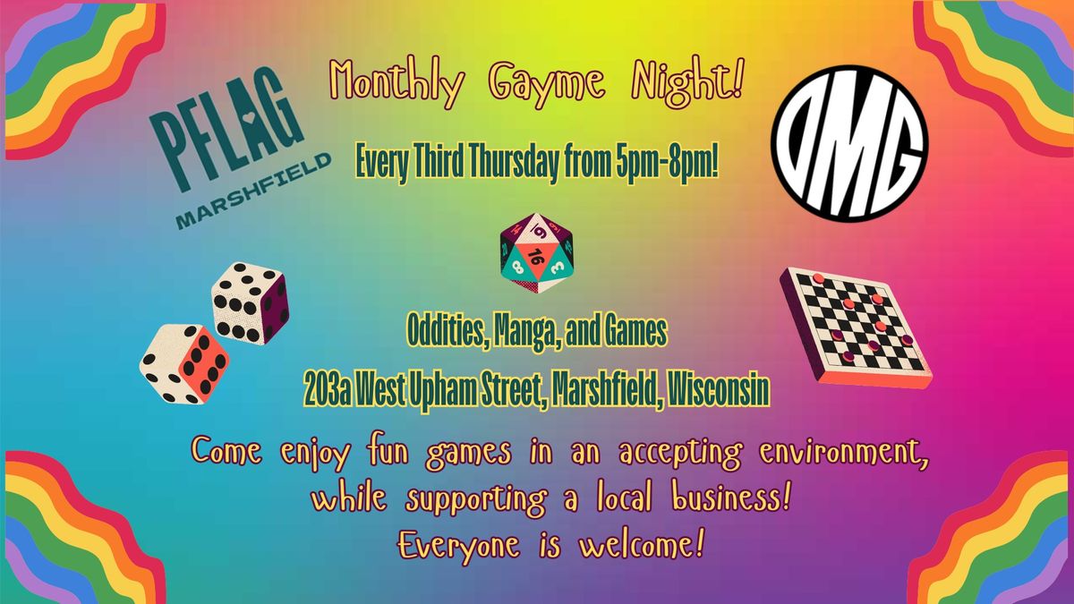 Monthly PFLAG Gayme Night