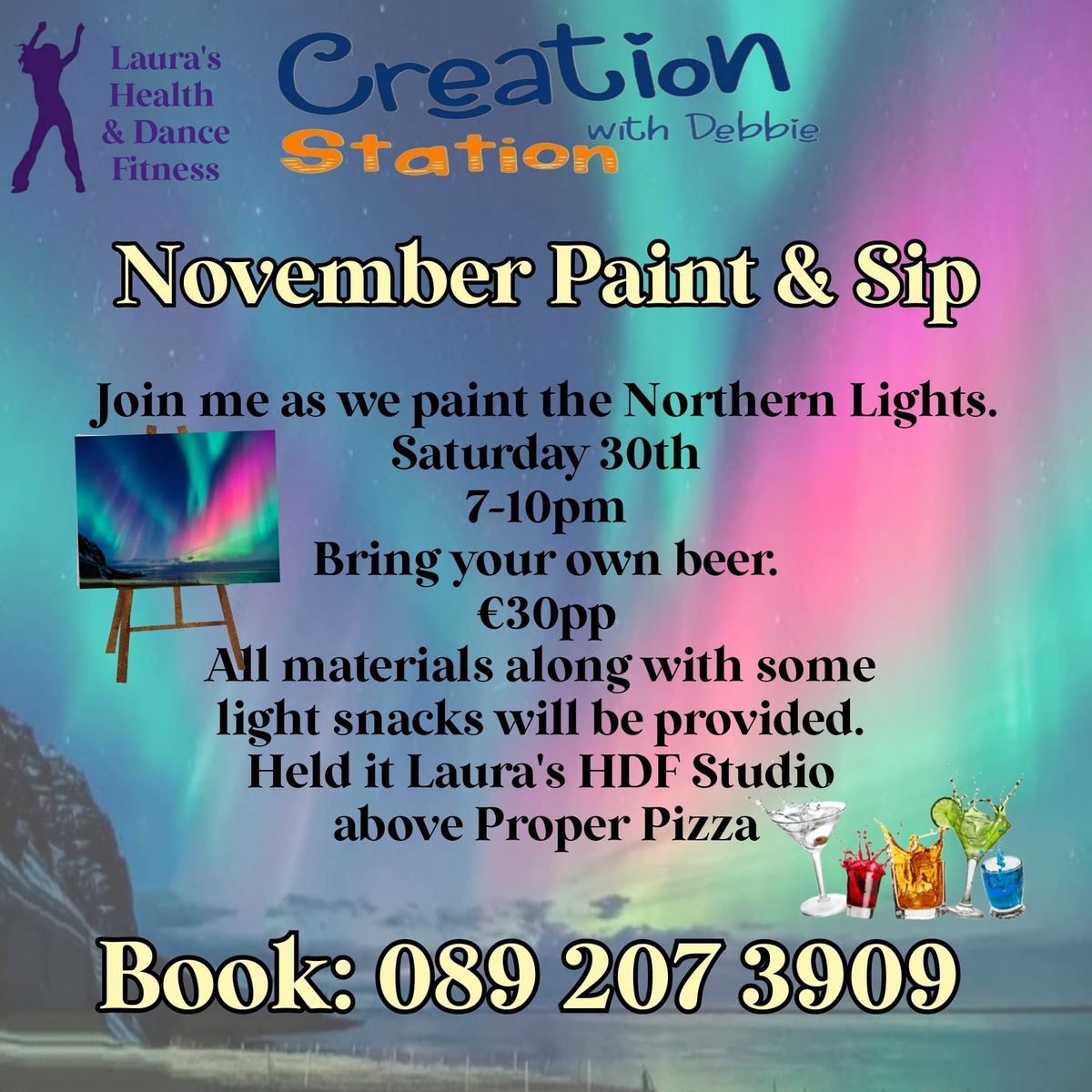 Northern Lights Paint & Sip Evening