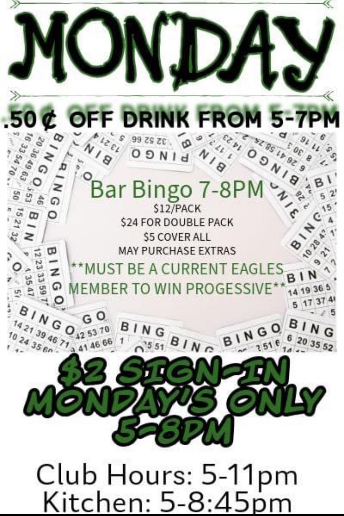 Bar Bingo\/Monday Drawing