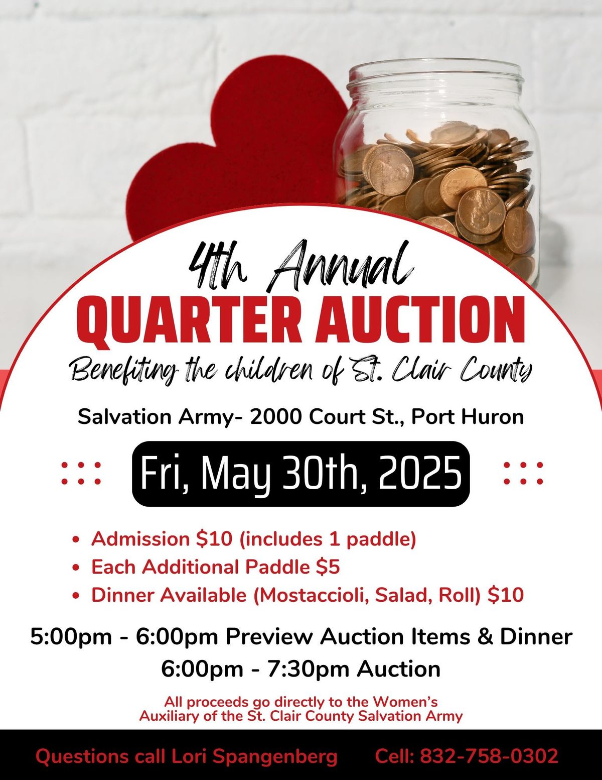 The Salvation Army Women's Auxiliary 4th Annual Quarter Auction