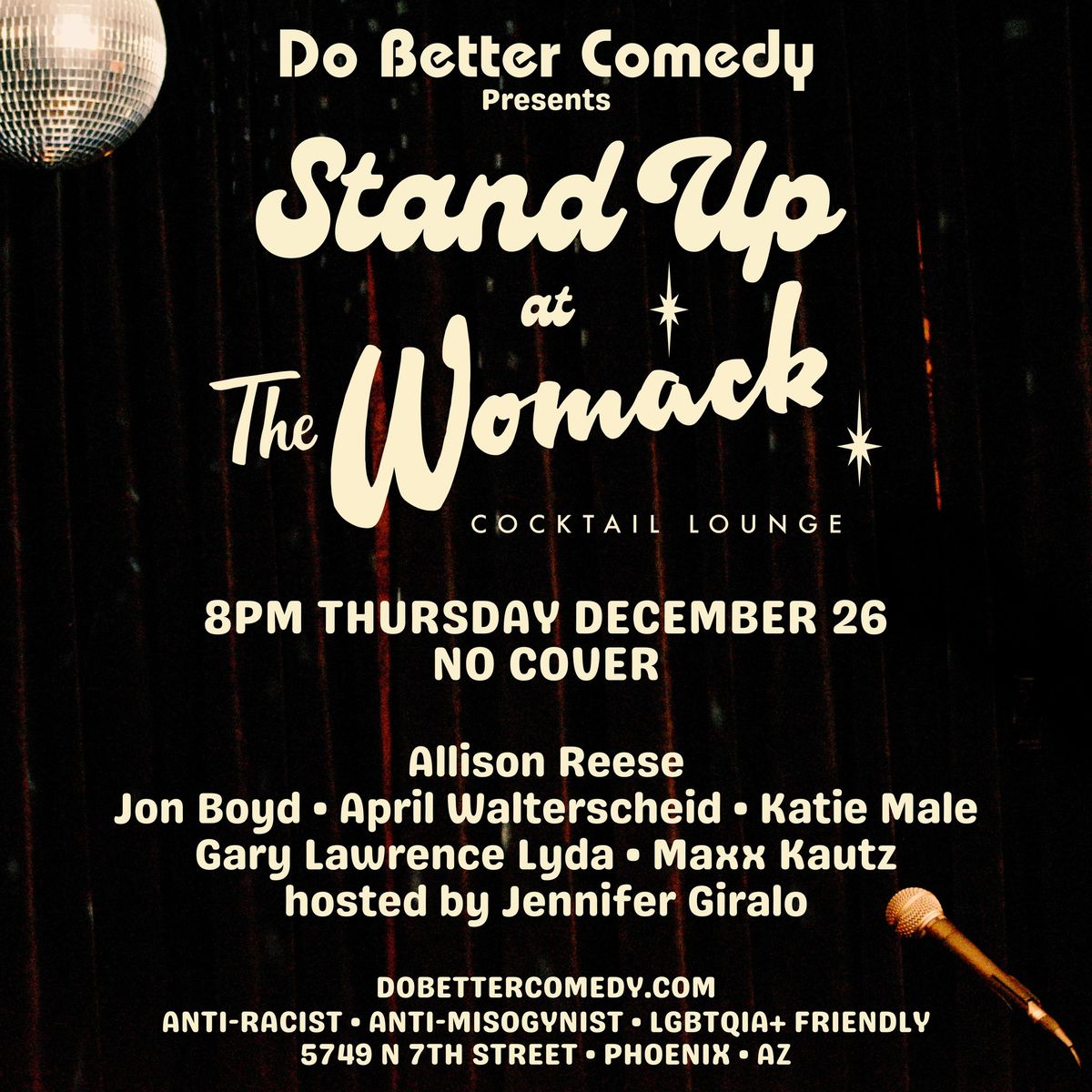 12\/26 Stand Up at The Womack - No Cover - Do Better Comedy!