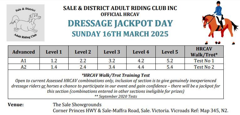 Sale & District Adult Riding Club Dressage Jackpot