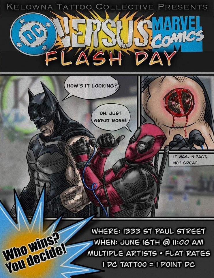 DC vs. Marvel Tattoo Flash Day!