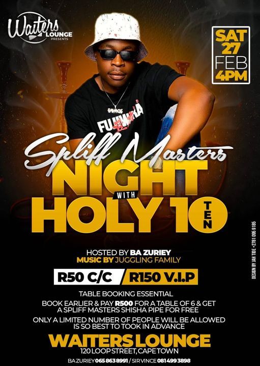 Spliffmasters hookah pipes night, OLIMP Lounge, Cape Town, 27 February 2021