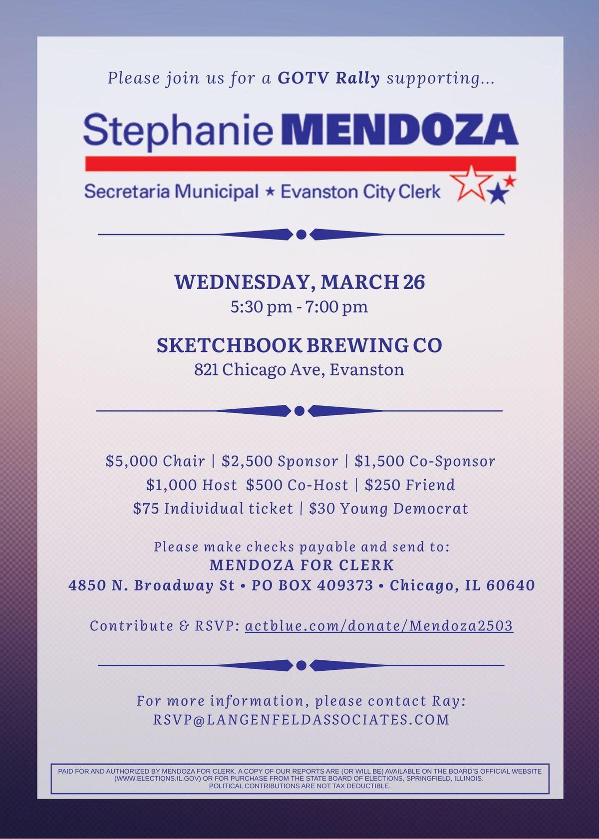 Mendoza for Clerk GOTV Rally & Fundraiser