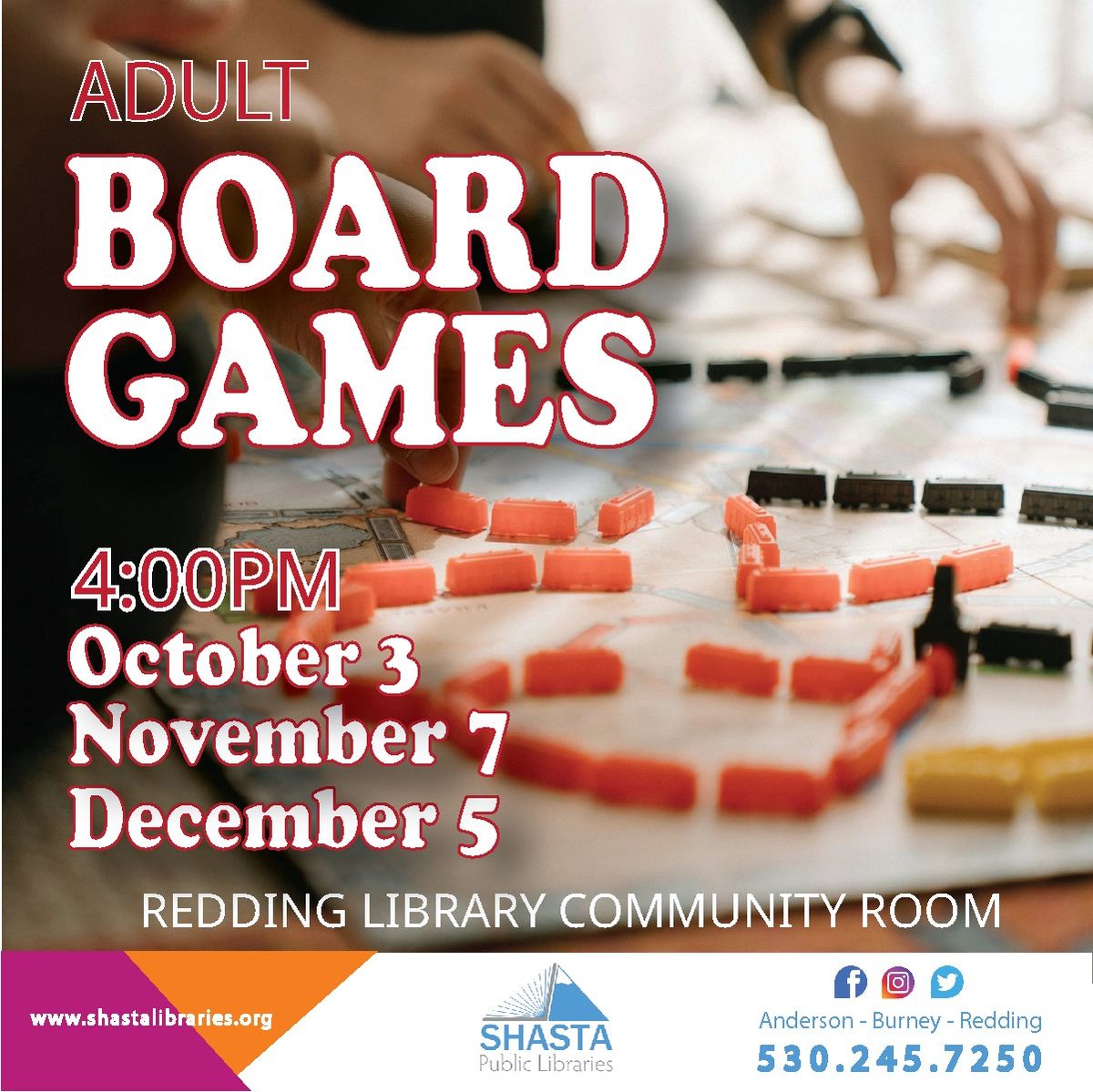 Board Games for Adults at the Redding Library