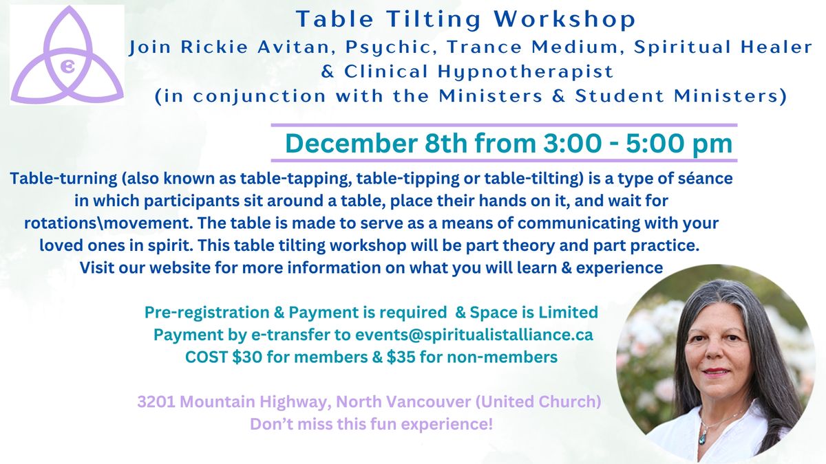 Table Tilting Workshop with Rickie Avitan & the Ministers & Student Ministers