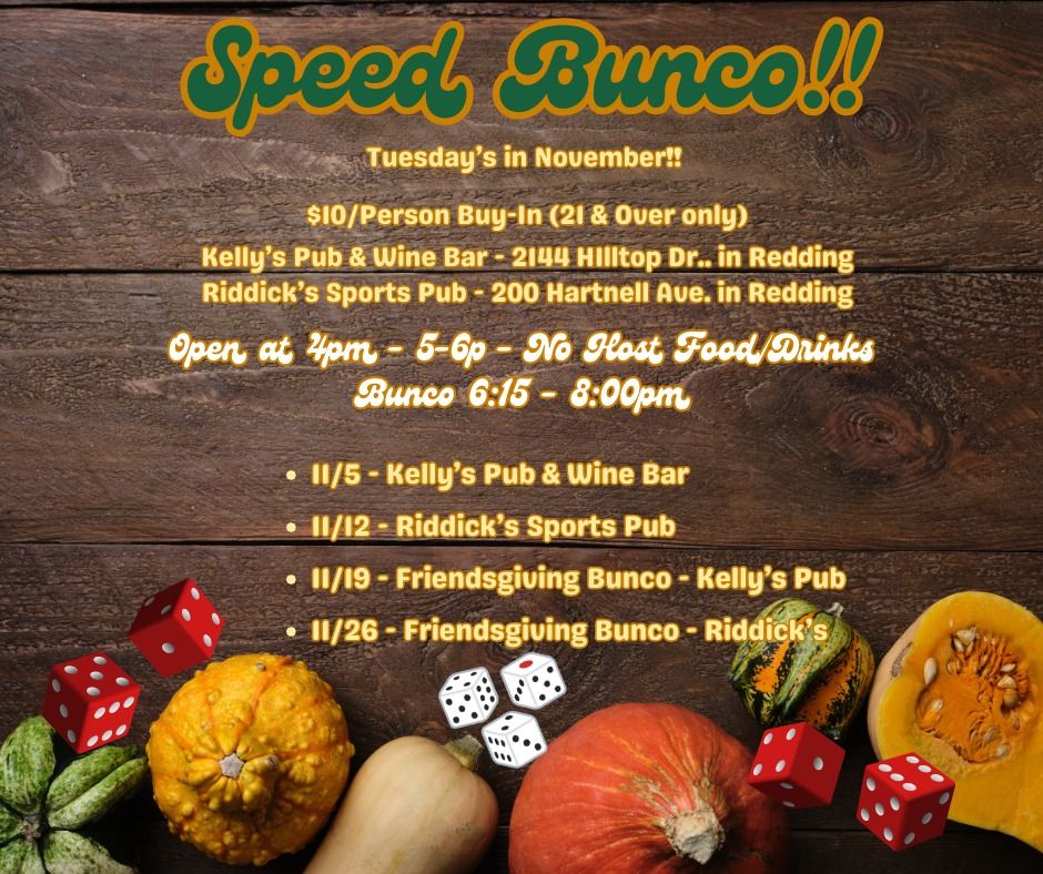 Speed Bunco - November Schedule!