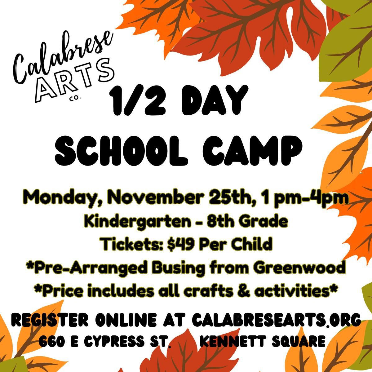 1\/2 Day School Camp - November 25