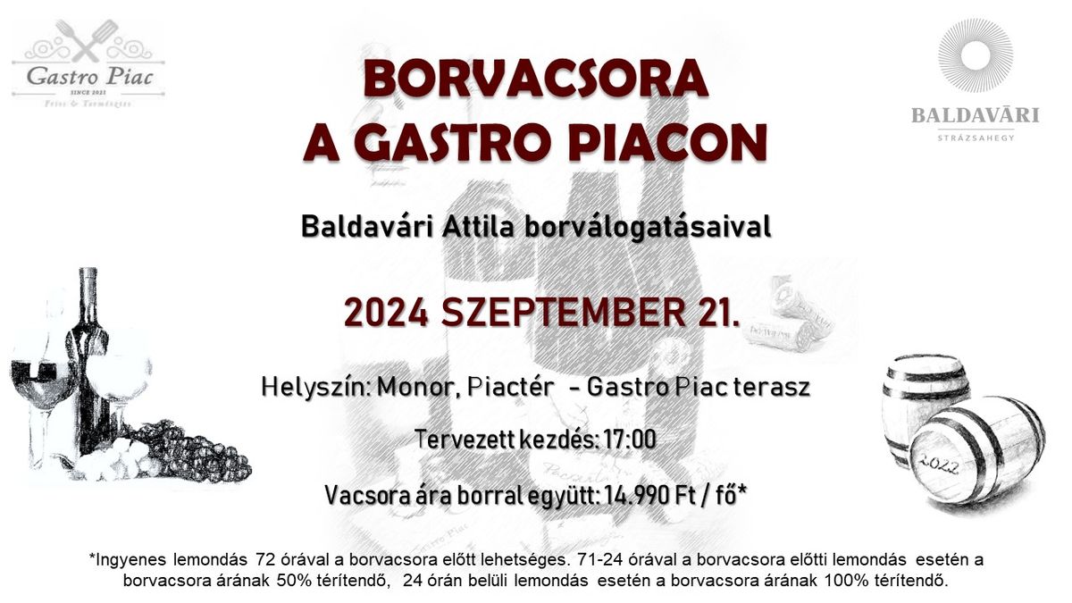 SZEPTEMBER 21 - BORVACSORA A GASTRO PIACON